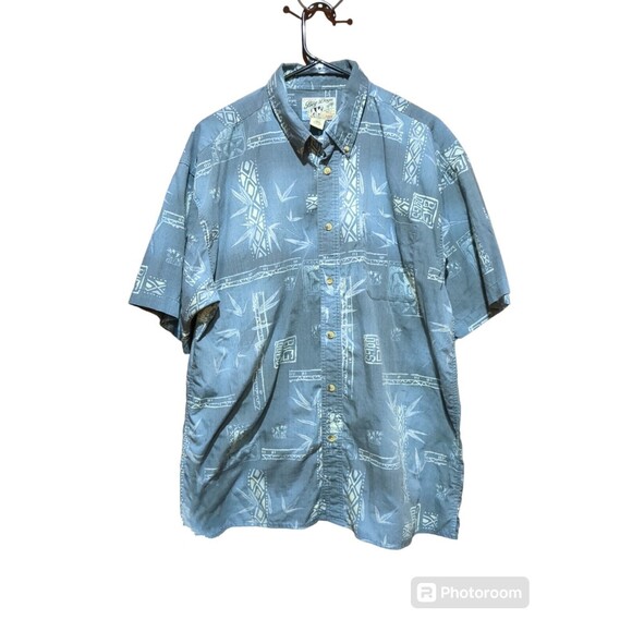 Vintage Big Dog button up shirt Short sleeve shirt sz Large Slade Blue And Grey - Picture 1 of 12